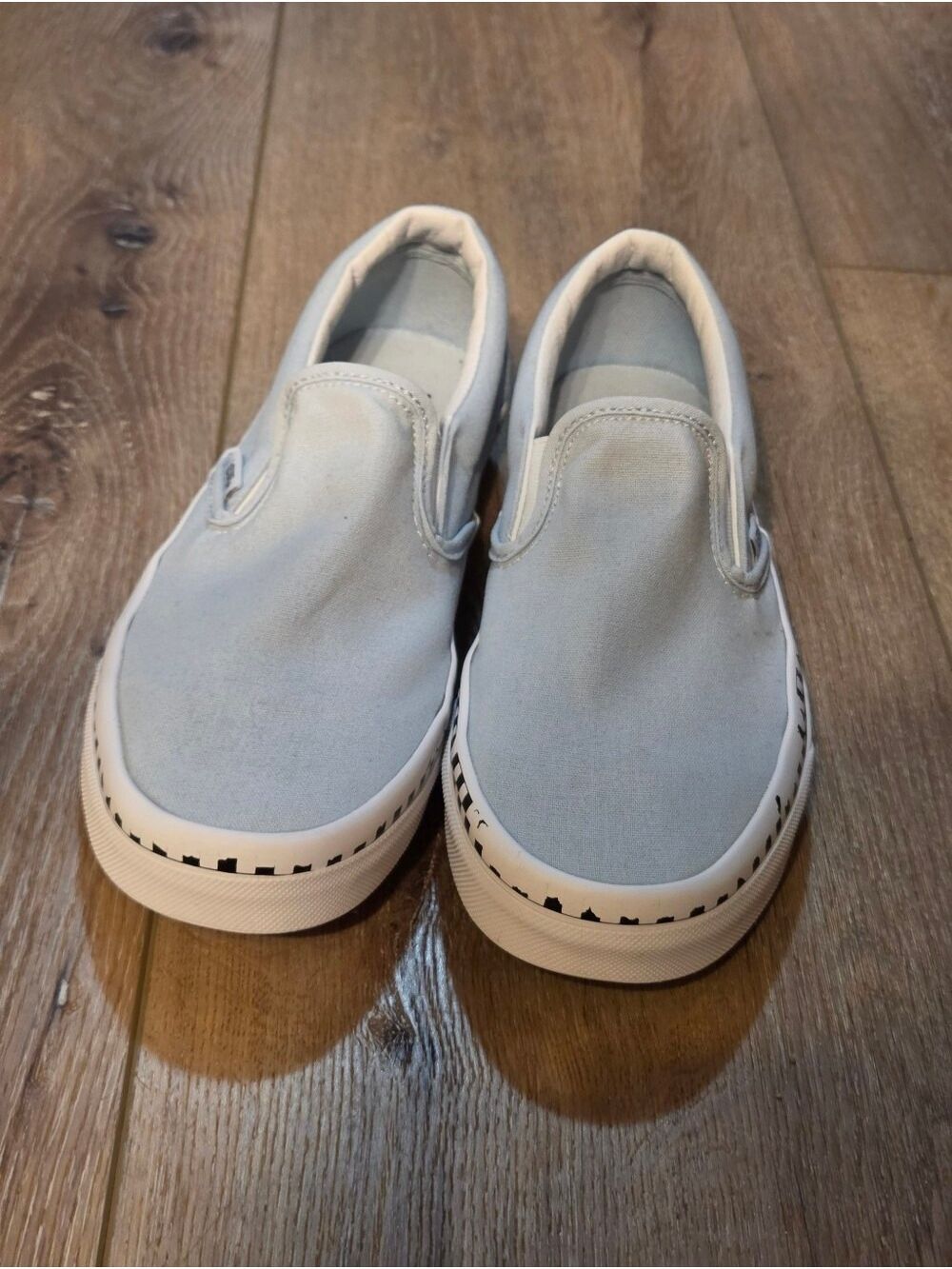 Vans Classic Checkerboard Slip-On Sneakers - Light Blue / Black 8